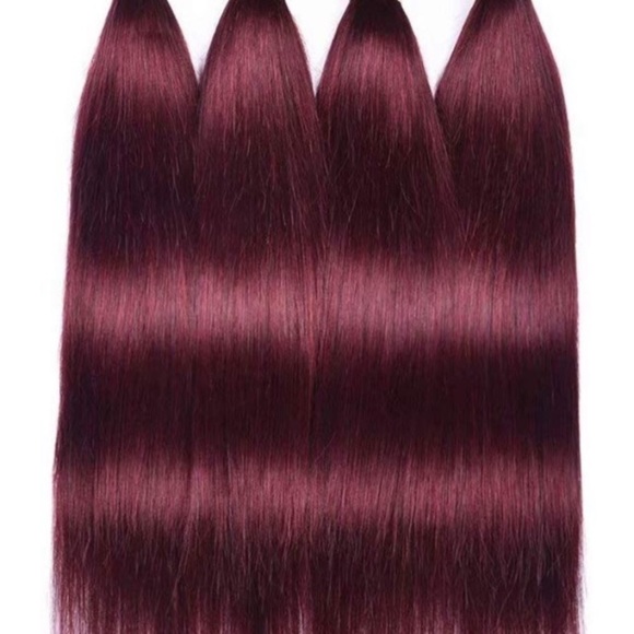 4 BUNDLES OF 20-24”99J PERUVIAN STRAIGHT HUMANHAIR main image 2